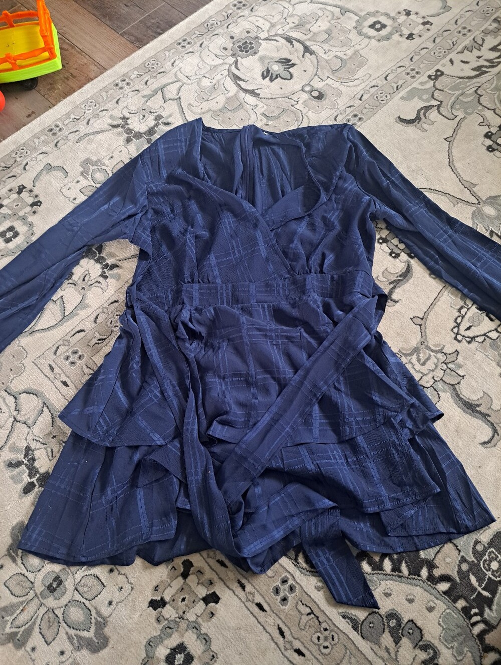 Navy Blue Layered Wrap Dress/shorts